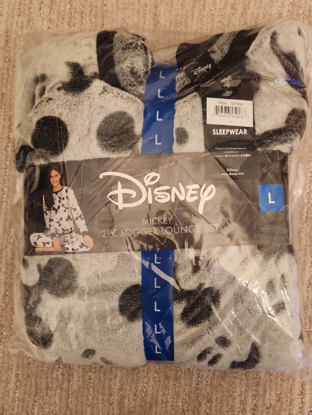 Disney Mickey Mouse Black and White Fleece Pajama Lounge Set